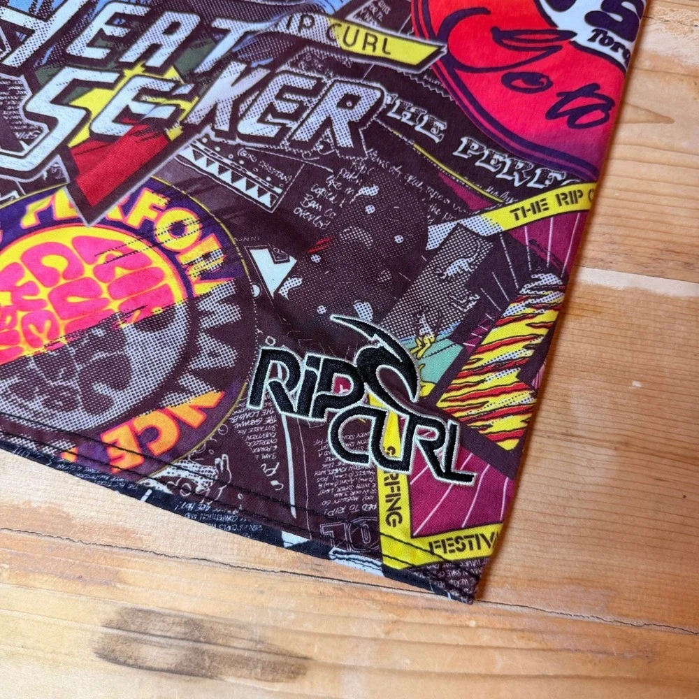 Vintage Rip Curl Mens Board Shorts Size 32‎ Multicolor Collage Print Surf Swim